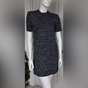 Zara-Black and White Sheath Dress Short Sleeve Crew Neck